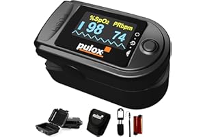 Pulsoksymetr Pulox PO-200 Set z akcesoriami - Monitor do pomiaru pulsu, nasycenia tlenem i wskaźnika perfuzji na palcu