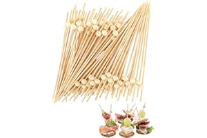 Donvuka 400 Stück Cocktailspieße Set, 12cm Spieße Fingerfood mit Holzperlen, Holzspieße Cocktail Zubehör für Party, Geburtstag, Hochzeit und Barbecue