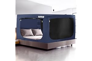 RIYDH Bed Tent King Bed Canopy Tents - Portable Dream Tent for Kids and Adult Indoor Sleeping Tents 70% Blackout with 3 Doors Breathable Private Space Tents