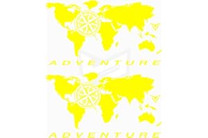 ARTSTICKERS 2 units Stickers World Map Globe Adventure Luggage Motorcycle Chest Trail Off Road SUV 4x4 Sport for Car or Motorcycle (Yellow)