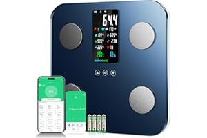 Onherm Bascula de Baño Digital, Digital Bascula Grasa Corporal y Muscular con Pantalla Grande, Con 19 Mediciónes, Balanza Peso Corporal Masa Muscular IMC, Bascula Inteligente con APP, 180kg/400lb