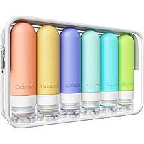 Set Da Viaggio Di 8 Bottiglie Per Toeletta | Approvate TSA, 85 Ml, In Silicone | Con Sacchetto Trasparente | Contenitori Ricaricabili Antiperdita - 2