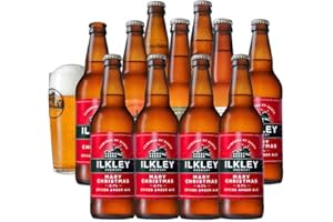Ilkley Brewery Christmas Ales Beer Gift Set with Glass - Including 6x Mary Christmas Spiced Amber Ale Festive Beer + 5x Assorted Beers Mixed Ales Hamper Yorkshire British Craft Beers