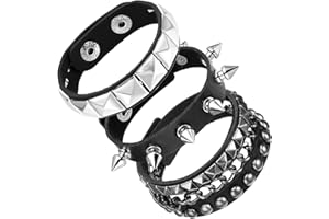 Ouligay 3 sztuki bransoletki z nitami punk bransoletka z nitami czarna ćwiekowane bransoletki rock skórzana bransoletka dla mężczyzn kobiet, gotycka bransoletka skórzana ćwiekowana bransoletka punk