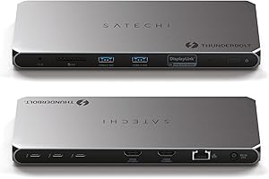 ‎SATECHI SATECHI Thunderbolt 4 Stacja Dokująca PD 100W, Dual HDMI 4K@60Hz, Transfer Data 40Gbps, 2x USB-A 3.2, Ethernet, Czytnik Kart SD – MacBook Air i Pro M5 M4, Windows (Wymagane Oprogramowanie Displaylink)