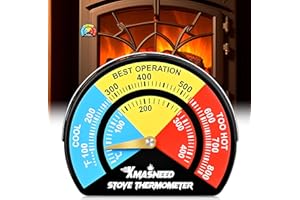 XMASNEED Large Stove Thermometer, Magnetic Log Burner Thermometer, Fireplace Temperature Monitor Gauge for Wood Log, Chimney Oven Temperature Meter, Log burner Accessories, 1PC