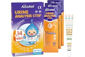 Accufast Bandelettes de Santé Test 14 indicateurs | 20 Emballage individuel | Test de Bandelettes de Santé 14 paramètres avec carte couleur - Résultats rapides et précis