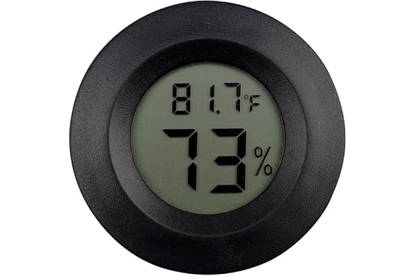 OMEM Lot de 2 thermomètres numériques commutables en degrés Celsius Fahrenheit Lézard Araignée Tortue Terrarium Réservoir Hygromètre (Noir)