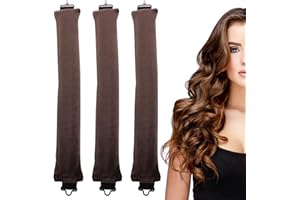 Bisienya 3pcs Heatless Curlers Jumbo Rods for Hair Jumbo Rods for Long Medium Hair Overnight Hair Curlers for Big Waves Soft Velvet Thick Rods with Hook Diy Hair Styling Appliances Brown