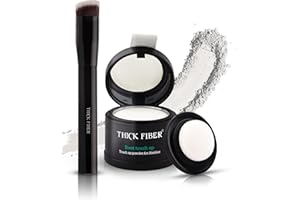 THICK FIBER Root Touch Up (Blanco) CON PINCEL - Fibras capilares para ocultar la pérdida de cabello y las canas - Apto para hombres y mujeres - Oculta instantáneamente canas y calvas (Blanco)