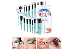 DAXSTAR Blue Makeup Brushes, 32Pcs Eyeshdow Eyeliner Face Powder Cream Liquid Cosmetic Brushes Kits with Synthetic Fiber Bristles …
