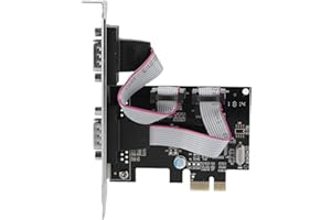 ASHATA Tarjeta de Interfaz PCI-E RS232 Serial de 2 Puertos, Convertidor Adaptador de Puerto Serial RS-232 de PCI-E a Doble, Tarjeta de Interfaz RS232 Serial RS232 PCIe de 2.5 Gbps para 2000 / XP /