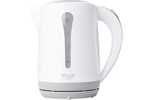 ADLER EUROPE Adler AD1244 Hervidor de Agua Eléctrico 2,5 Litros, Recipiente sin BPA, Resistencia Oculta, 2000 W, Apagado Automático al Alcanzar la Ebullición, Inalámbrico 360º sin Cable, Blanco