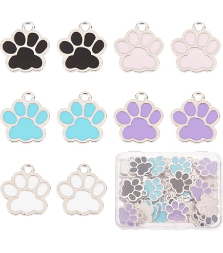 10 Ciondoli A Forma Di Zampa Di Cane Con Moschettone - Colorati E Brillanti, Per Portachiavi E Gioielli Fai Da Te - Foto 4