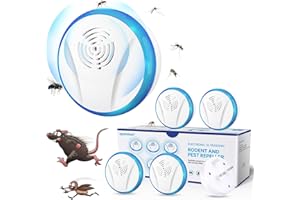 TIPTOP HOME Repelente Ultrasónico de Plagas, Control de Insectos al Aire Libre, Electrónico Repelente Mosquitos Insectos para Interiores Anti Cucarachas, Moscas,Mosquitos,Ratones,Arañas