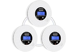 Scondaor Vernetzbarer kombinierter Rauch- und CO-Melder mit LCD Anzeige, 2 in 1 Rauchmelder und Kohlenmonoxid Melder mit Prüftaste, CO-Warnmelder mit austauschbarer Batterie, 3er Set