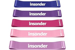 Insonder Resistance Band Women Set of 5 - Exercise Bands Resistance for Women or Men - Stretch Bands for Exercise - Elastic Bands Gym & Pilates Band - Stretching Booty Bands - Fitness, Workout, Physio