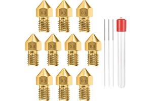 MEAFENG 0.3MM MK8 Ender 3 Düsen 10 Stücke 3D Drucker Messing Extruder Düsen für Makerbot Creality CR-10 mit 3 Nadeln und Metall Aufbewahrungsbox (0.3mm)
