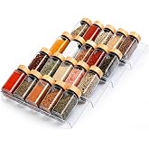 4 Tier Expandable Spice Drawer Organizer | Clear Acrylic Seasoning Rack Tray for Kitchen Drawers & Countertops | Adjustable S