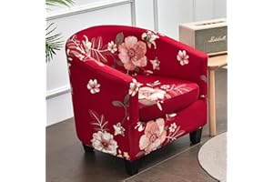 Highdi 2 Piezas Funda de Sillón Chesterfield, Cubre Sofá de 1 Plaza Elásticas Lavable Universal Antideslizantes, Fundas Protector de Butaca Elegante para Dormitorio, Contador (Rojo Brillante)