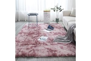 Aujelly Soft Area Rug Schlafzimmer Shaggy Teppich Zottige Teppiche Flauschige Bunte Batik-Teppiche Carpet Neu Rosa 90 x 150 cm