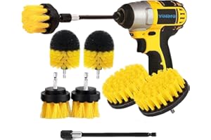 YIHATA Brosse Nettoyage Perceuse 7 pièces, Brosse pour Perceuse Voiture, Brosse pour Perceuse Brosse Nettoyage, pour Carrelage Tapis Baignoire Cuisine Toilettes Jaune