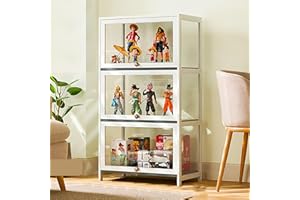 CHAANG vetrina espositiva vetrina soggiorno vetrinetta espositiva vetrina espositiva per collezionismo Struttura in bambù naturale, porta a battente, ermetica e antipolvere, facile da installare e facile da