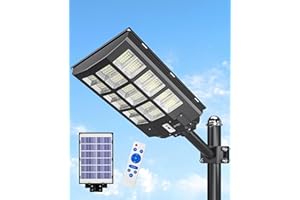 JAYNLT Y-3600W Farolas Solares Exterior, 360000LM 6500K Luces Inundación Seguridad, IP67 Impermeables Farola Solar Potente con Sensor Movimiento, Foco Solar Exterior para Patio, Calzadas, Calle