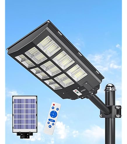 Gefolly SL-9800W Solaire Exterieur Lampadaire-650000LM Lumière Solaire