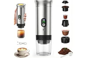 GENZO Cafetera Portatil Capsulas 3 en 1 – Compatible con Nespresso, Dolce Gusto y Cafe Molido | Maquina de Café Portátil para Viaje | Mini Cafetera Portátil con Pantalla LED –Versión 2025 Mejorada (80 ml)