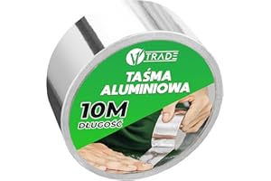 V1 Trade - Taśma aluminiowa samoprzylepna - Taśma naprawcza do powierzchni metalowych - 1 rolka (48 mm x 10 m)
