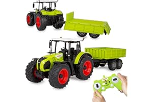 JAMARA Claas Arion 660 405360 avec remorque à Bascule 1:24 2,4 GHz – Jouet Tracteur télécommandé, véhicule pour Enfants, modèle agricole, Cadeau pour Enfants, lumière, attelage de remorque
