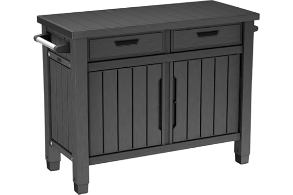 Keter Meuble Barbecue Unity XL, idéal comme Support pour la préparation du Barbecue, 134 x 51,7 x 90 cm, Graphite