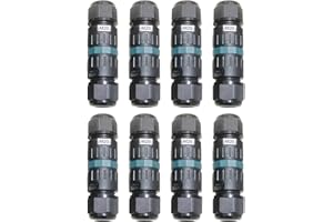 CHEDIN Connecteur de câble étanche IP68 pour diamètre de câble de 5 à 12 mm - Câble de terre à 3 broches - Boîte de dérivation extérieure noire pour jardin, extérieur, sol, toit (8)