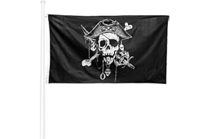 KliKil Bandera Piratas del Caribe Grande - 1 Bandera de Pirata del Caribe para Balcon, Bandera Piratas Amaro Pargo Para Exterior Jardin, Pirates of the Caribbean Flag - 90x150 cm