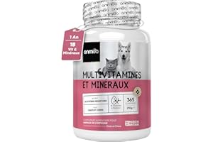 ANIMIGO Vitamine Chien & Chat 365 Comprimés - 18 Minéraux & Vitamine pour Chien : Vitamine C, D, Vitamines B, Fer, Zinc, Calcium - pour Santé Globale, Immunité, Peau, Poil, Articulations, Os, Digestion
