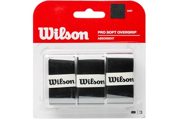 Wilson Racket Sport Bande de Maintien, Pro Soft Overgrip, Unisexe, Noir, 3 Pièces, WRZ4040BK