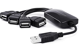 Villageboom elastyczny hub USB 2.0 z 4 portami | nowy model | kabel rozdzielający USB 4-krotny | Plug & Play | notebook laptop/komputer Mac | czarny