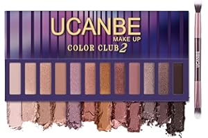 ‎UCANBE UCANBE Lidschatten Palette 12 Farben mit Pinsel - Eyeshadow Palette Matt und Schimmernde - Make Up Palette Hohe Farbwiedergabe, Wasserdicht, Langlebig (02)