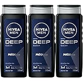 Nivea MEN Erkek Deep Dimension Banyo ve Duş Jeli 500ml, 3'&uuml;1 Arada Komple Bakım, V&uuml;cut Sa&ccedil; Y&uuml;z
