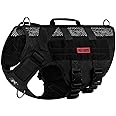No Pull Tactical Dog Harness for Large Dog,OneTigris Breathable Mesh Design Service Dog Vest with Handle & Molle Pouches, Adjustable Suit for Walking Hiking Training(L, Black)