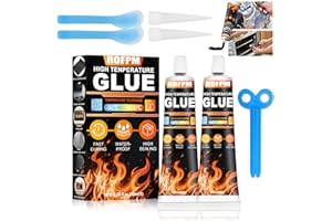 ROFPM Colle Haute Température, Mastic Refractaire, Noir, Silicone ignifuge, Résistant à la chaleur supérieure à 1200 °C, Pour Four Vitre, Cheminee, Poele A Bois, Ciel De Toit, Brique, Carrelage