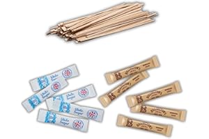 300 Pack – 100 SilverSpoon White Sugar Sachets, 100 Billington's Brown Sugar Sachets, 100 Wooden Coffee Stirrers | Individually Wrapped Sugar Sticks & Stirrers Set | Espresso Yourself