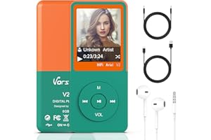 VORSTIK Reproductor de MP3, Reproductor de Música HiFi Lossless Sound, Reproductor de Audio Digital de 1,8 Pulgada, hasta 100 Horas de Reproducción, Tarjeta de 128GB TF Ampliable(Verde)