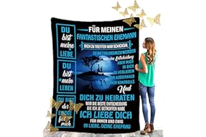 QQYXCA Kuscheldecke Personalisierte, An Meine Ehemann Personalisierte Nachricht Brief Decke, Microfaser, weich, warm, Plüsch-Fleece, leicht, für Bett, Couch, Wohnzimmer, Geburtstag,Weihnachten