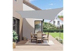 LOVE STORY Voile d'ombrage 3.5x5m Rectangulaire Imperméable à l'eau PES Toile d'ombrage Gris avec 95% de Protection UV pour Patio Extérieur Jardin
