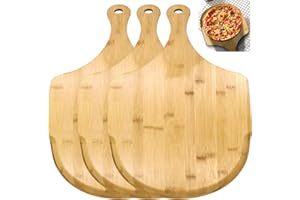 ZOENHOU Lot de 3 pelles à pizza en bambou de 30,5 cm - Anti-adhésives - Pelles à pizza en bois pour la cuisson de pizzas et de pain faits maison