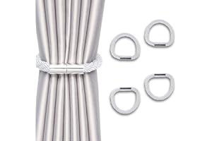 NAHUAA Sujeta Cortinas con Iman Recoge Cortinas Blanco Alzapaños Magnetico sin Taladro para Cortina Delgadas o Gruesas, 4 Piezas