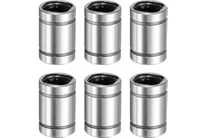 sourcing map 6Pcs LM5UU Linear Bearing 5mm Bore 10mm OD 15mm Length Linear Ball Bearings Double Side Rubber Sealed Bearing Steel for CNC Machine 3D Printer Food Packaging Machine