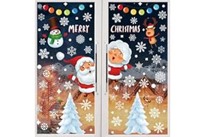 TBSCWYF Navidad Papá Noel Muñeco de Nieve Alce de la Navidad Pegatina Calcomanías electrostáticas Ventanas Decoración Adornos navideños Vinilo Ventana Pegatinas de Pared DIY Abuela de navidad